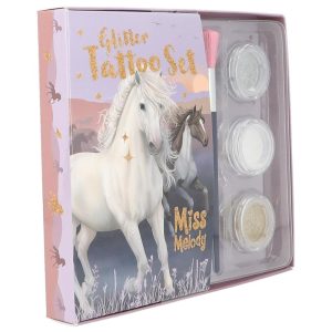 Glitzer Tattoo Set „Miss Melody“ (Motiv: Night Horses)