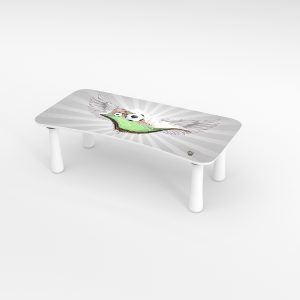 Kinder Tritthocker aus Holz mit Motiv Football League Grau