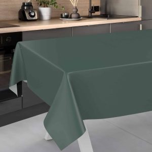 Wachstuch Tischdecke abwaschbar Meterware Wachstuchtischdecke Gartentischdecke 140cm Uni Tannengrün