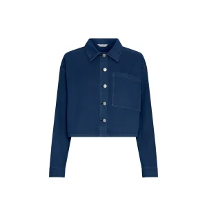 Moss Copenhagen Jeansbluse Mid Blue Wash