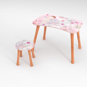 Kinder Hocker und Tisch Set mit Motiv Little Fairy Rosa