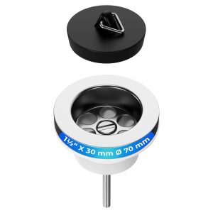 Ablaufventil mit Stopfen 1 1/2 x 30 mm Ø70 mm für Spülbecken