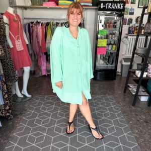 Oversize Bluse – Mint – Musselin – One Size